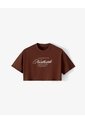 Camiseta Crop Regular Algodón Café Estampada Mujer Cafe de Gef