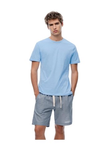 Pijama Regular Manga Corta Azul Con Rayas Hombre Azul Gef