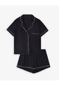 Camisa + Short De Pijama Algodón Negro Mujer Negro de Gef