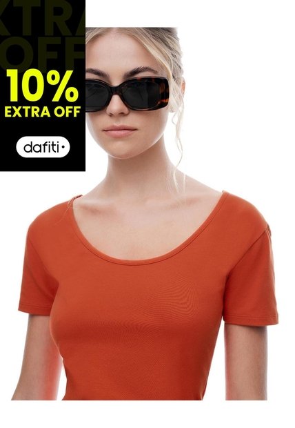 Camiseta Regular Uso 2 En 1 Naranja Mujer Naranja