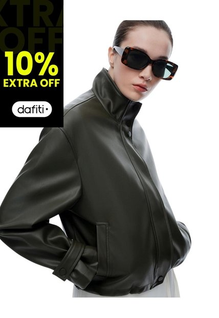 Chaqueta Regular Tipo Cuero Verde Mujer Verde