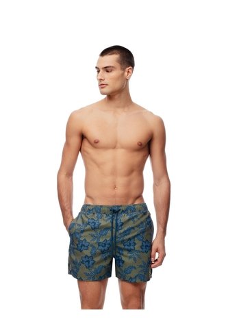 Pantaloneta De Baño Estampada Hombre Verde Gef