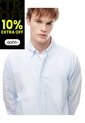 Camisa Manga Larga Regular Algodón Azul Hombre Azul de Gef