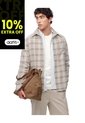 Camisa Manga Larga Oversize Cuadros Hombre Blanco de Gef