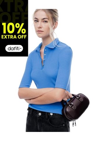 Polo Slim Tejido De Punto Algodón Azul Mujer Azul Gef