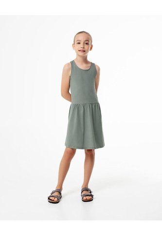 Vestido Corto Algodón Verde Niña Verde Gef