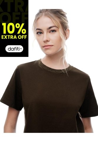 Camiseta Regular Algodón Chocolate Mujer Chocolate Gef