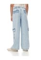 Jean Cargo Wide Leg Tiro Alto índigo Claro Niña Azul Oscuro de Gef