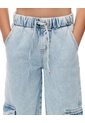 Jean Cargo Wide Leg Tiro Alto índigo Claro Niña Azul Oscuro de Gef