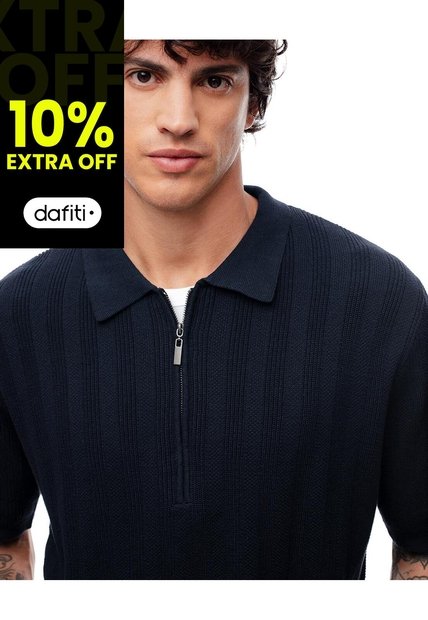 Polo Regular Tejido De Punto Algodón Azul Hombre Azul