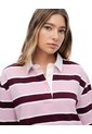 Polo Manga Corta Oversize Algodón Rayas Mujer Rosa de Gef