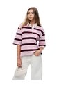 Polo Manga Corta Oversize Algodón Rayas Mujer Rosa de Gef