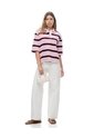 Polo Manga Corta Oversize Algodón Rayas Mujer Rosa de Gef