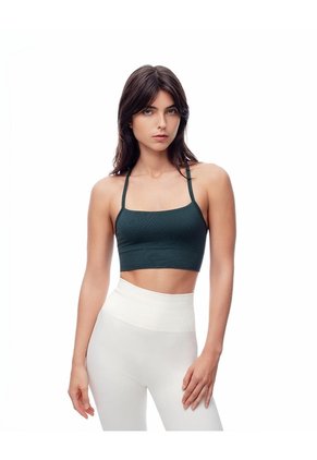 Top Deportivo Soporte Medio Seamless Verde Mujer Verde