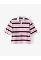Polo Manga Corta Oversize Algodón Rayas Mujer Rosa de Gef