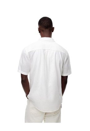 Camisa Manga Corta Regular Lino Blanca Hombre Blanco