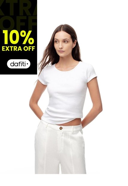 Camiseta Slim Algodón Blanca Mujer Blanco