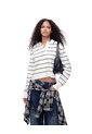 Buzo Tipo Polo Regular Rayas Mujer Blanco de Gef