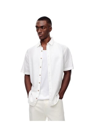 Camisa Manga Corta Regular Lino Blanca Hombre Blanco