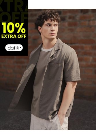 Camisa Manga Corta Loose Tela Liviana Café Hombre Cafe Gef