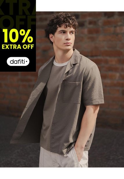 Camisa Manga Corta Loose Tela Liviana Café Hombre Cafe