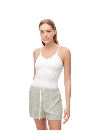 Short De Pijama Estampado Mujer Verde Gef