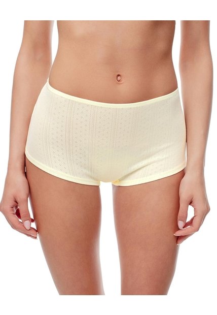 Short De Pijama Punto Calado Amarillo Mujer Amarillo
