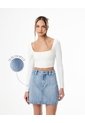 Falda Tiro Alto Denim índigo Medio Mujer Azul Oscuro de Gef