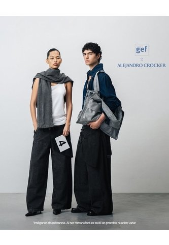Jean Wide Leg Remanufacturado Gef X Alejandro Crocker Mujer Negro Gef