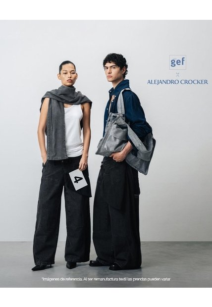 Jean Wide Leg Remanufacturado Gef X Alejandro Crocker Mujer Negro