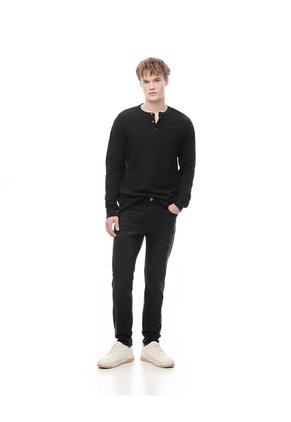 Jean Skinny Negro Hombre Azul