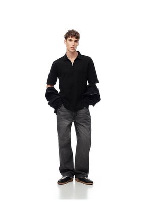 Jean Oversize Algodón Negro Hombre Azul