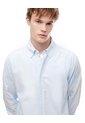 Camisa Manga Larga Regular Algodón Azul Hombre Azul de Gef