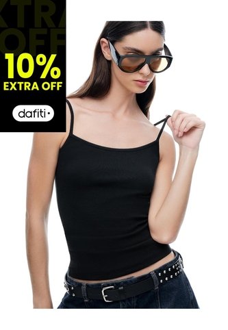 Camisilla Slim Algodón Negra Mujer Negro Gef