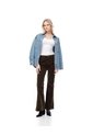 Jean Flare Tiro Alto Efecto Gamuza Café Mujer Marron Claro de Gef