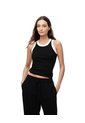 Camiseta Esqueleto Slim Rib Algodón Negra Mujer Negro de Gef