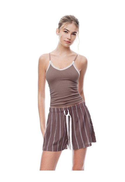 Short Café Rayas Mujer Cafe