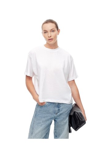 Camiseta Oversize Algodón Blanca Mujer Blanco Gef