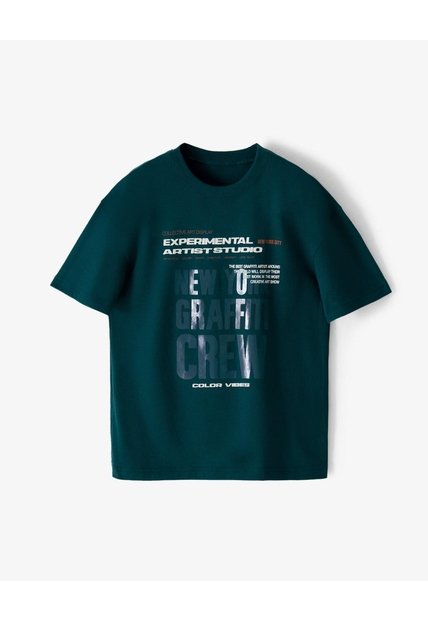 Camiseta Regular Manga Corta Verde Mujer Verde