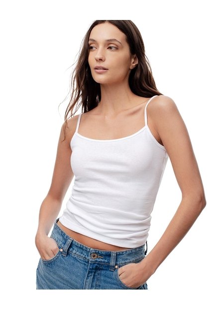 Camisilla Slim Algodón Blanca Mujer Blanco