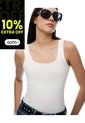 Camiseta Manga Sisa Slim Rib Algodón Blanca Mujer Blanco de Gef