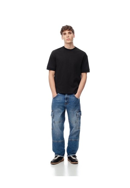 Jean Cargo Recto índigo Medio Hombre Azul Oscuro
