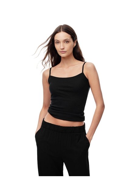 Camisilla Slim Algodón Negra Mujer Negro
