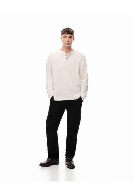Pantalón Cargo Slim Algodón Negro Hombre Negro