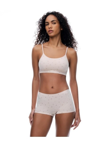 Panty Boxer Seamless Tiro Medio Rosado Estampado Mujer Rosa