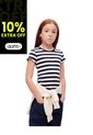 Camiseta Slim Algodón Rayas Niña Azul de Gef
