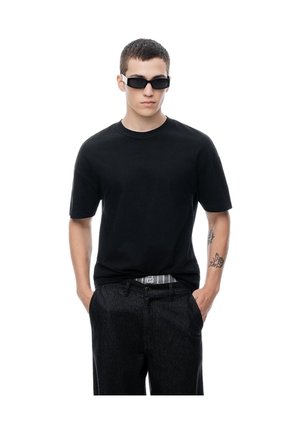 Camiseta Regular Algodón Negra Hombre Negro