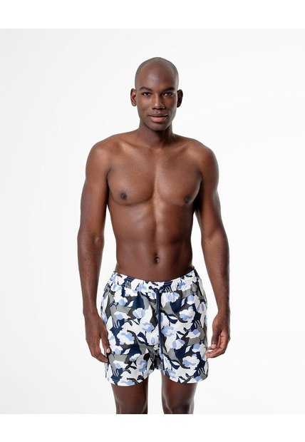 Pantaloneta De Baño Estampada Hombre Verde