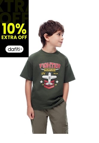 Camiseta Manga Corta Regular Algodón Verde Niño Verde Gef