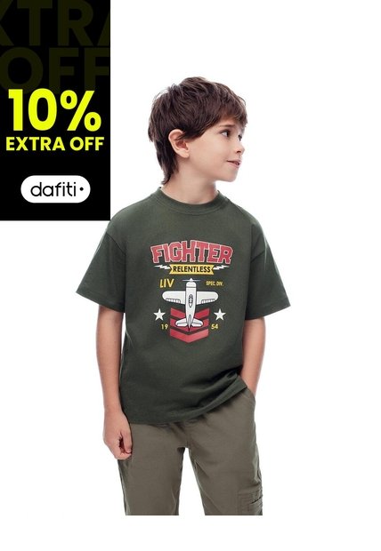 Camiseta Manga Corta Regular Algodón Verde Niño Verde